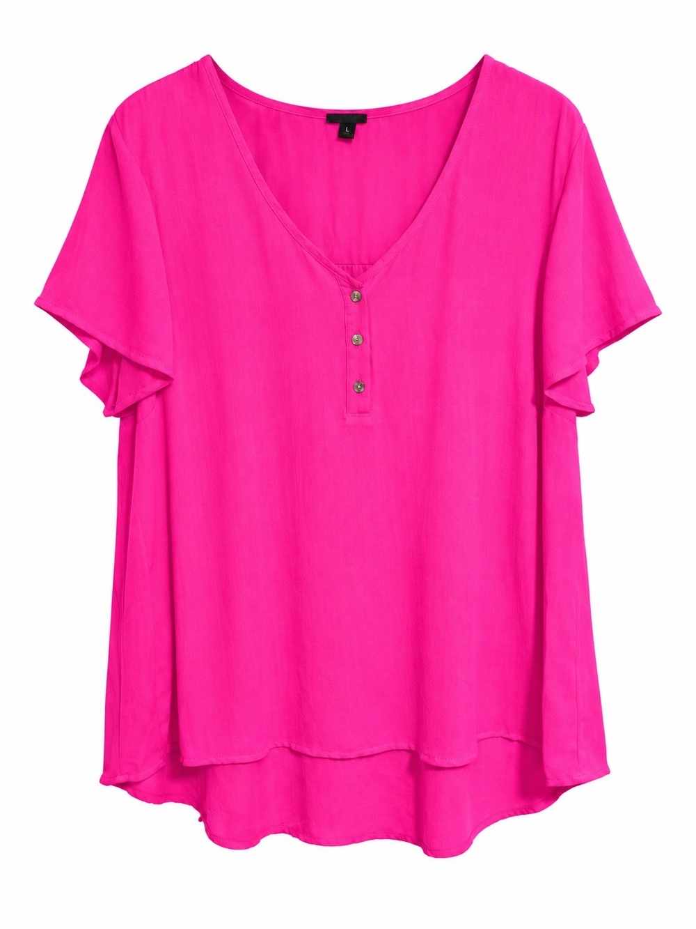 Torrid Hot Pink V-Neck Short Sleeve Henley Blouse
